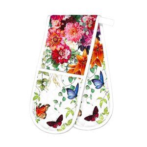 NWT Sweet Floral Melody Quilted Double Oven Glove Michel Design Mitt Chef T56